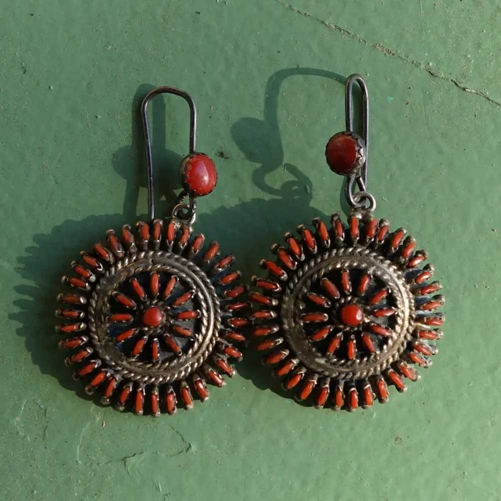 Vintage Zuni Mediterranean Red Coral  Earrings - image 8
