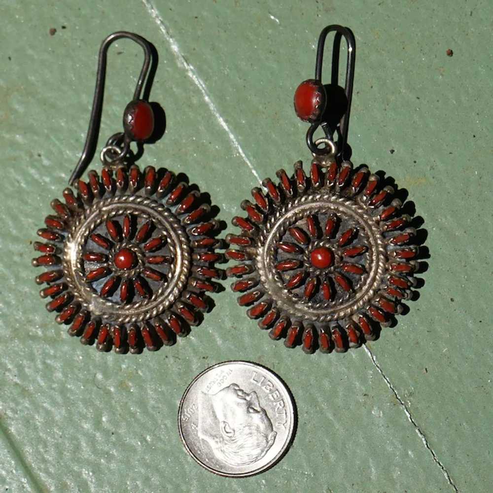 Vintage Zuni Mediterranean Red Coral  Earrings - image 9