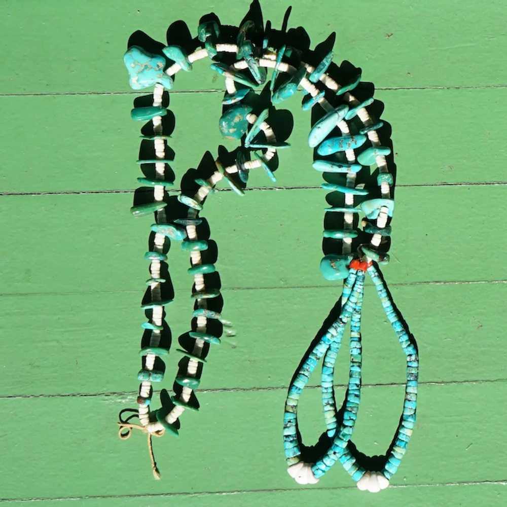 Santo Domingo Pueblo Turquoise And Shell Heishi N… - image 12