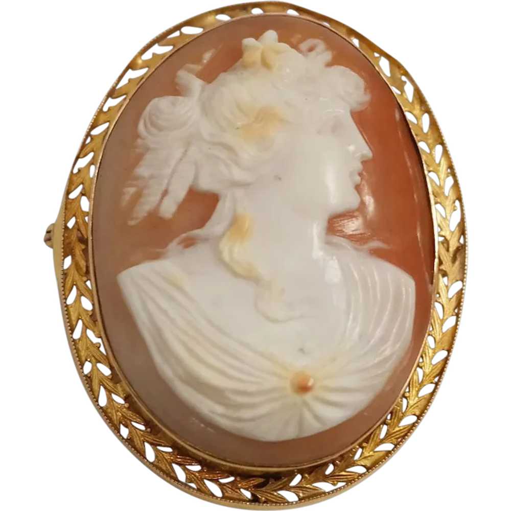 Antique 14k Yellow Gold Shell Cameo - image 1