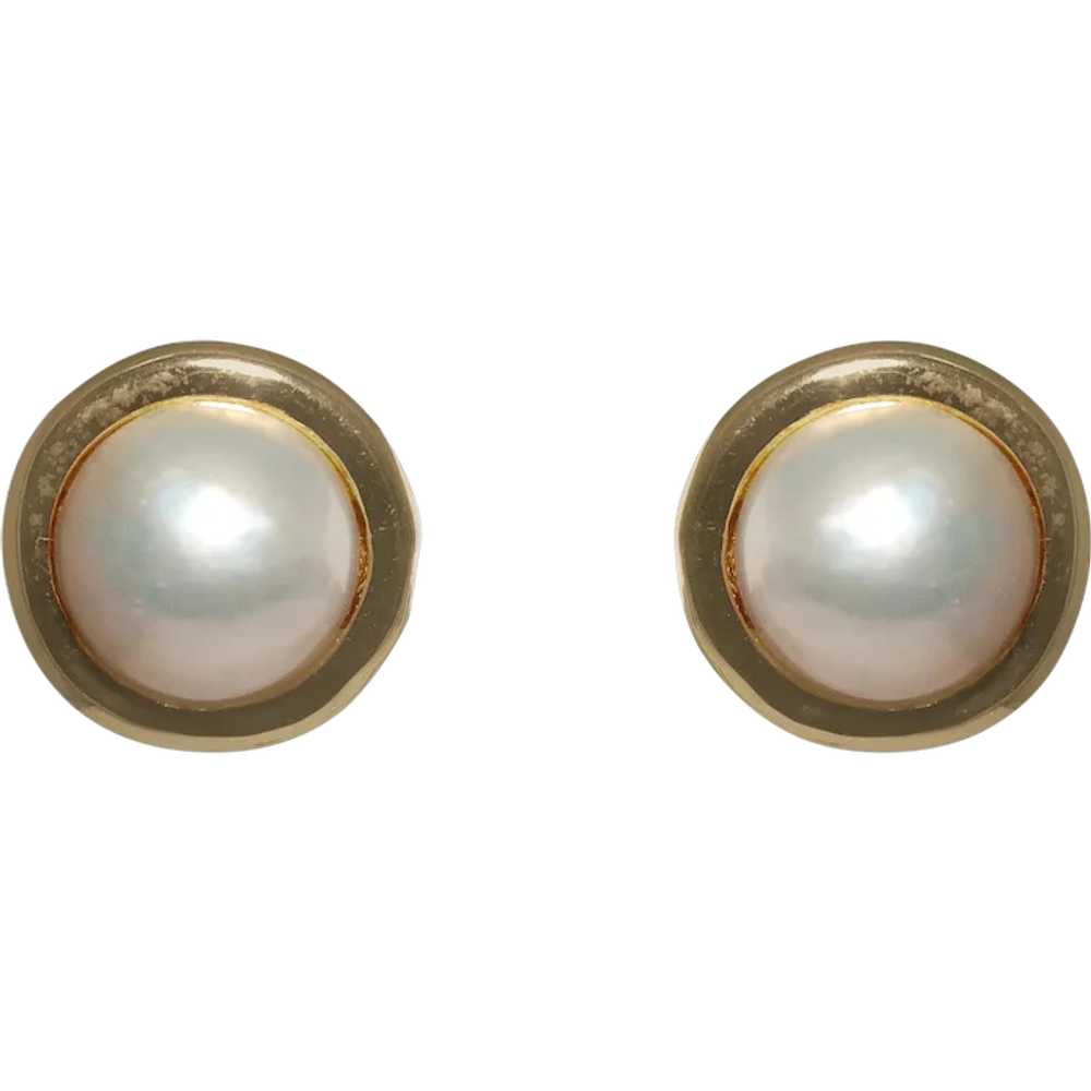 14k Yellow Gold Mother of Pearl Earrings - image 1