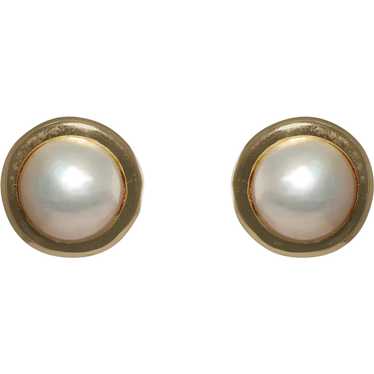 14k Yellow Gold Mother of Pearl Earrings - image 1