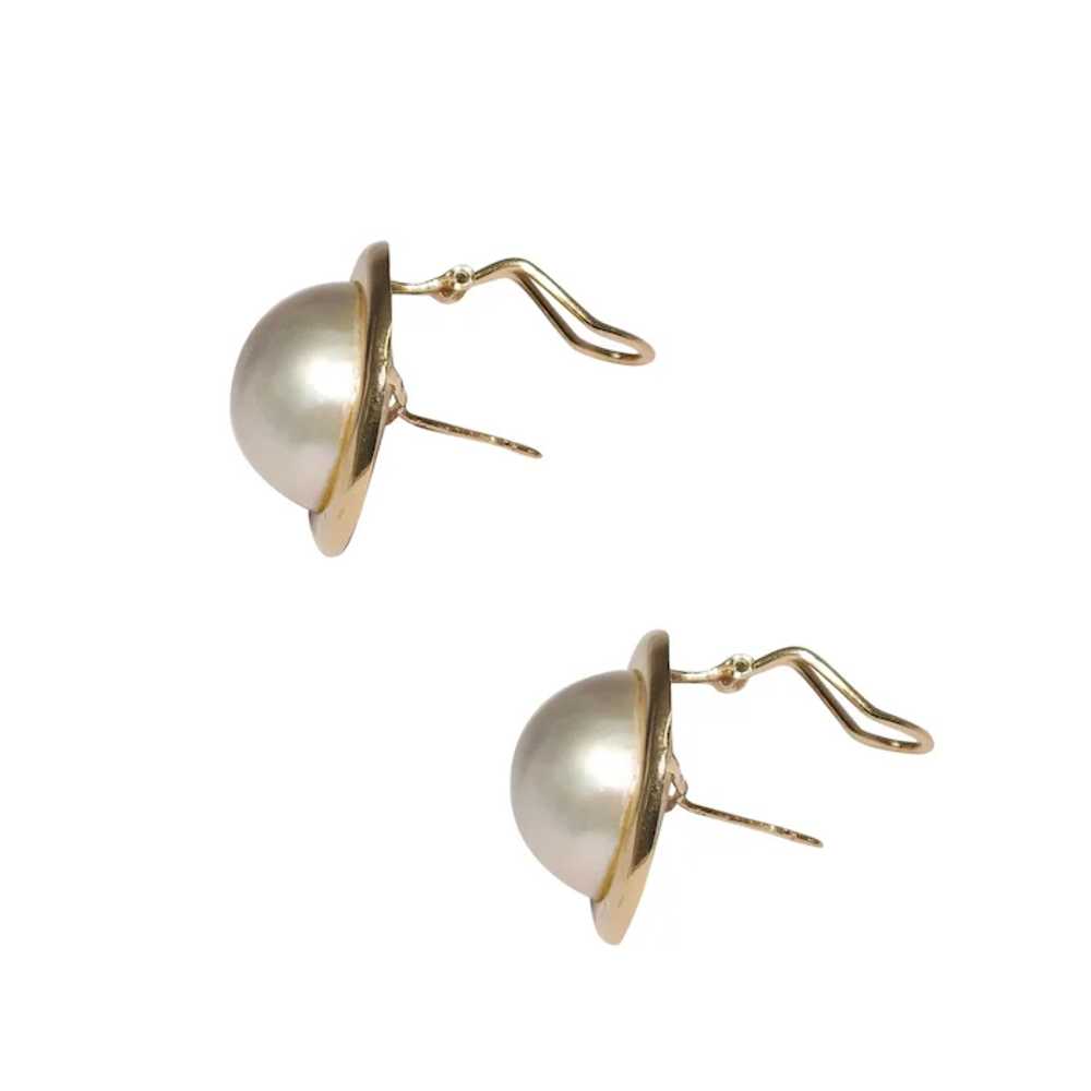 14k Yellow Gold Mother of Pearl Earrings - image 3