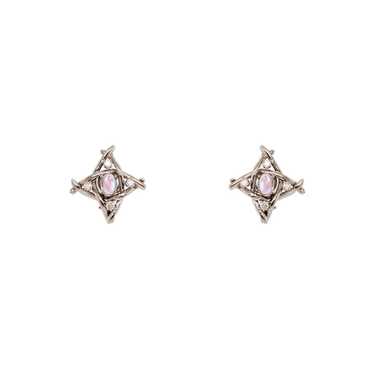 14K White Gold Moonstone and Diamond Earrings - image 1