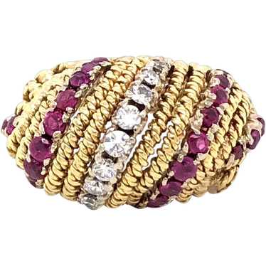 18K Yellow Gold Ruby and Diamond Ring - image 1