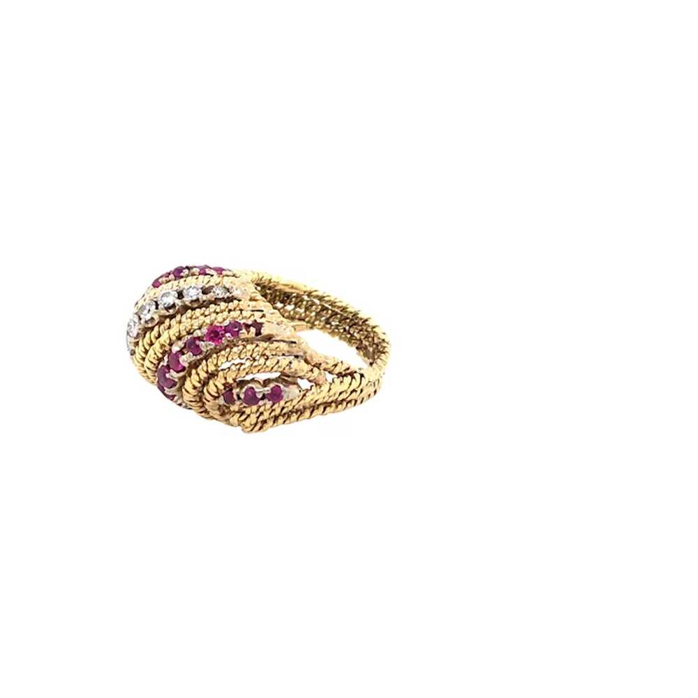 18K Yellow Gold Ruby and Diamond Ring - image 2