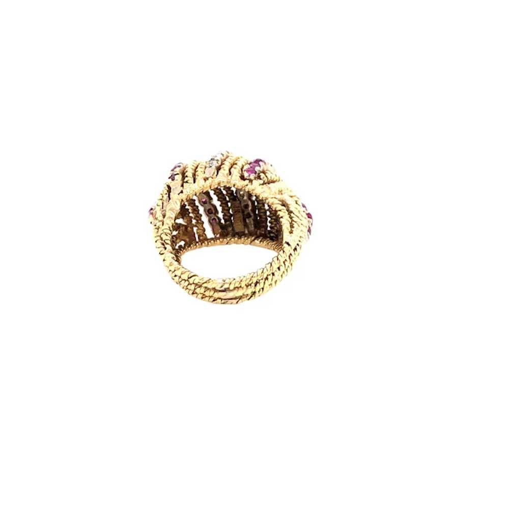 18K Yellow Gold Ruby and Diamond Ring - image 3