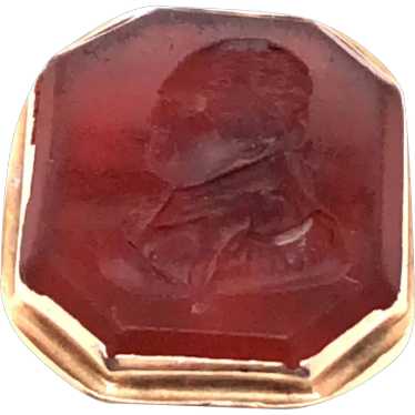 Antique Yellow Gold Intaglio Carnelian Ring. - image 1