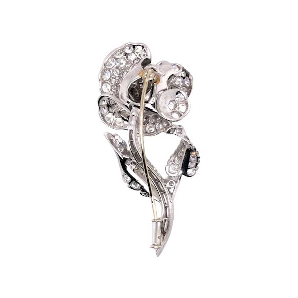 Platinum Diamond Rose Brooch - image 2