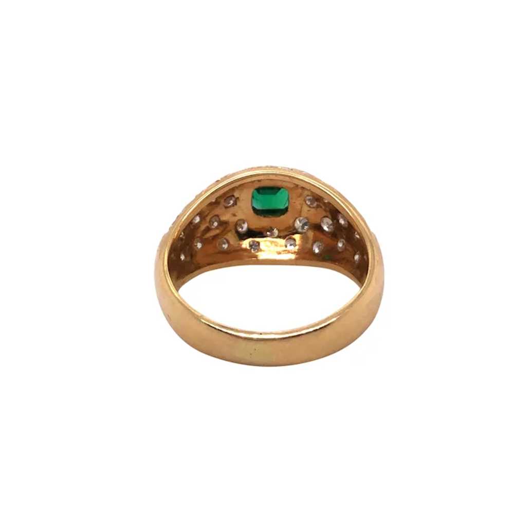 18K Yellow Gold Emerald and Diamond Ring - image 3