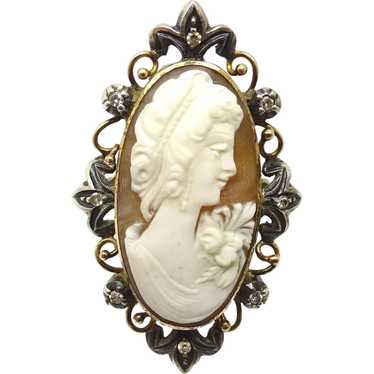 10 Karat Gold Huge Oval Genuine Natural Cameo Rin… - image 1