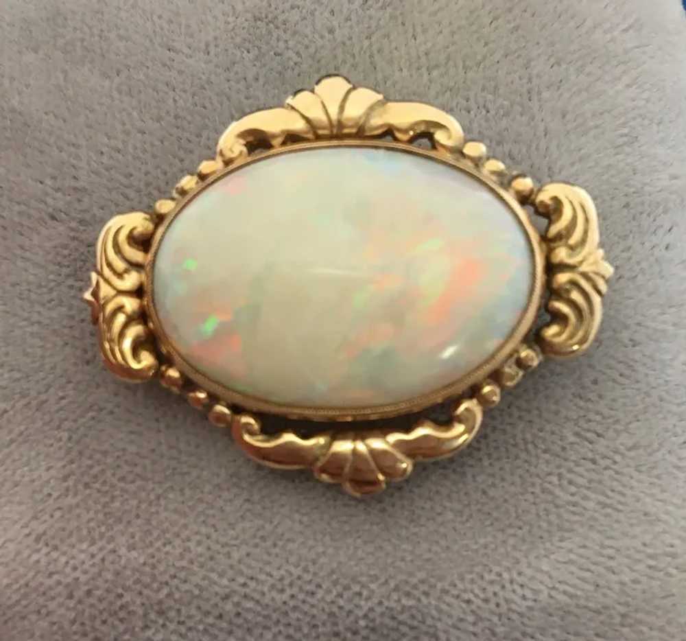 10K Yellow Gold Large Opal Pin - image 4