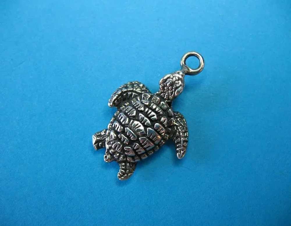 Vintage Sterling Silver Sea Turtle Charm - image 2