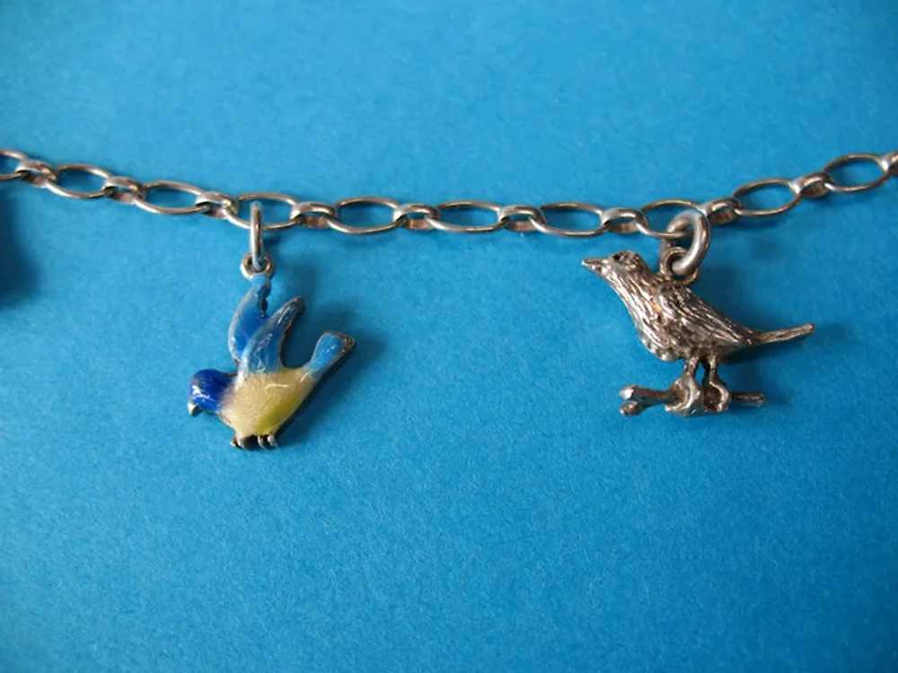 Vintage Sterling Silver Bird Watching Theme Charm… - image 3
