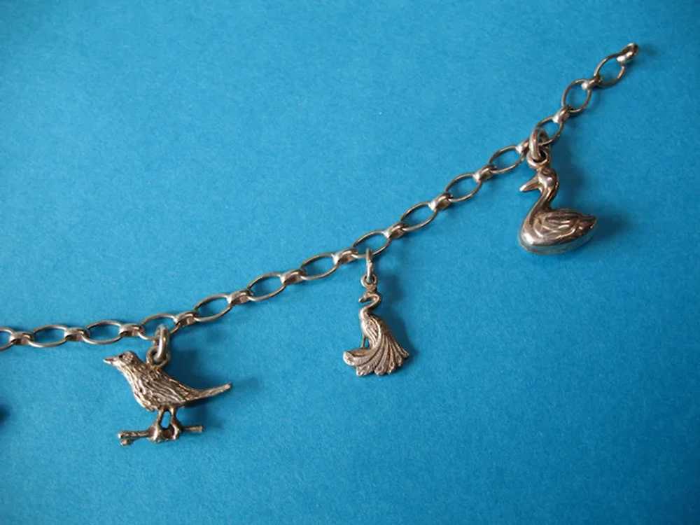 Vintage Sterling Silver Bird Watching Theme Charm… - image 4