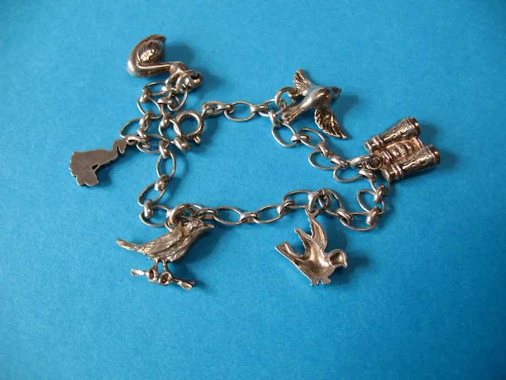 Vintage Sterling Silver Bird Watching Theme Charm… - image 6