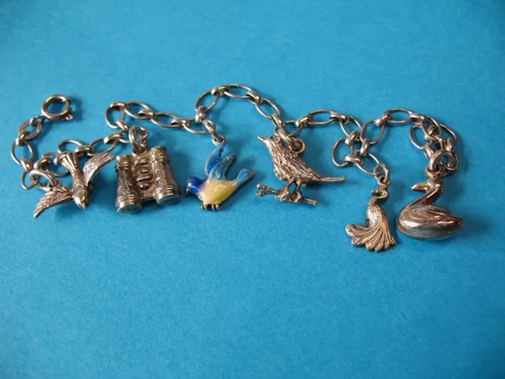 Vintage Sterling Silver Bird Watching Theme Charm… - image 7