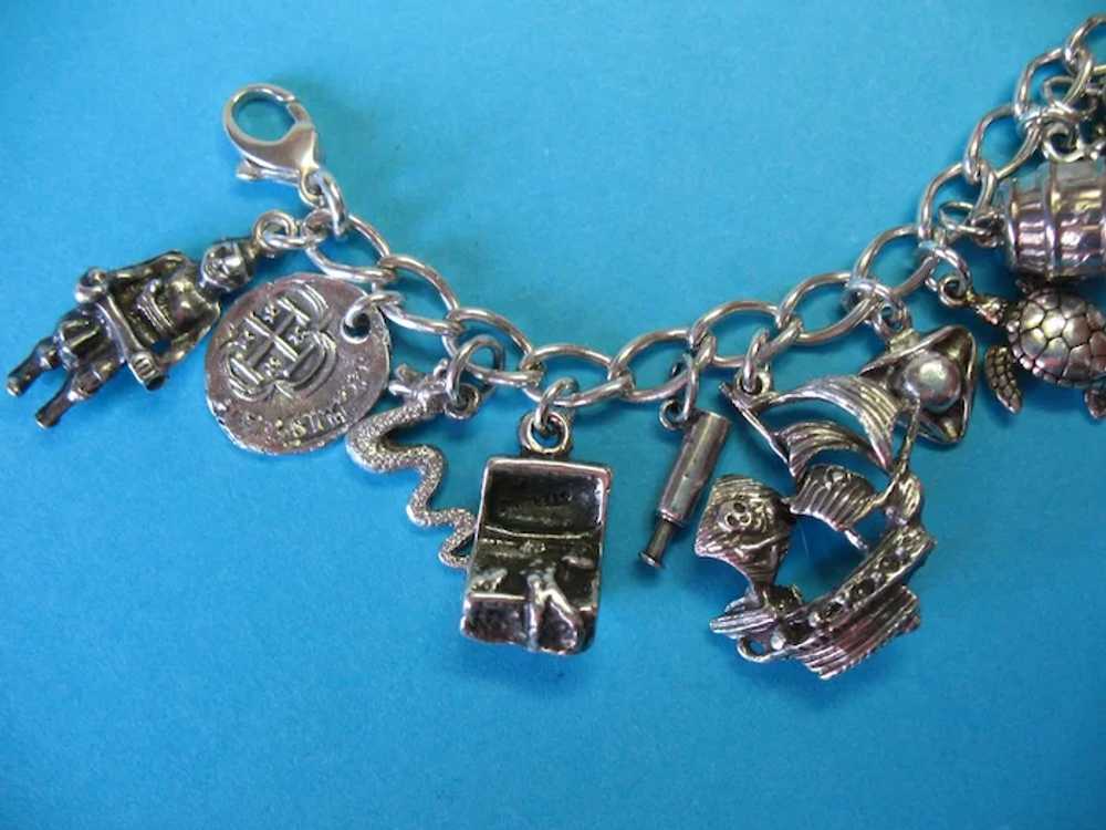 Vintage Sterling Silver Pirate Theme Charm Bracel… - image 2