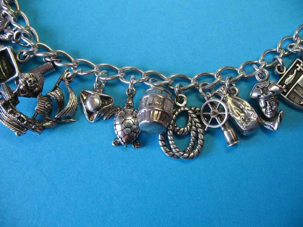Vintage Sterling Silver Pirate Theme Charm Bracel… - image 3