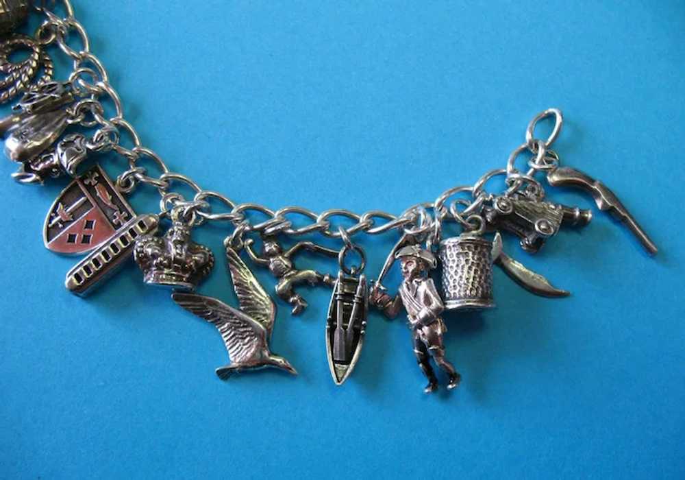 Vintage Sterling Silver Pirate Theme Charm Bracel… - image 5