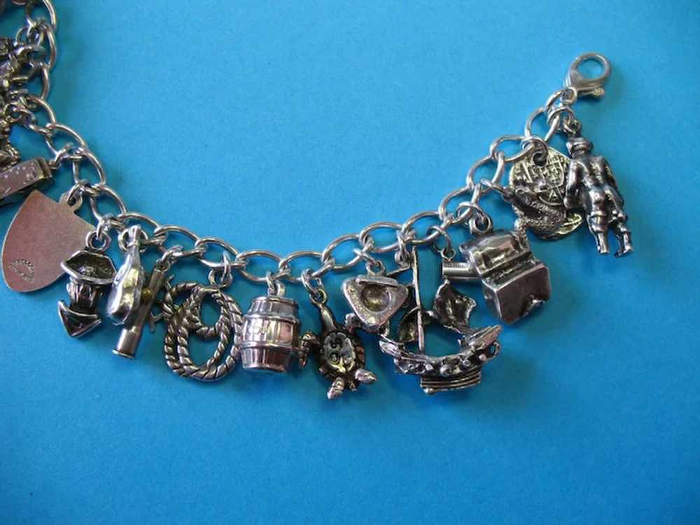 Vintage Sterling Silver Pirate Theme Charm Bracel… - image 7