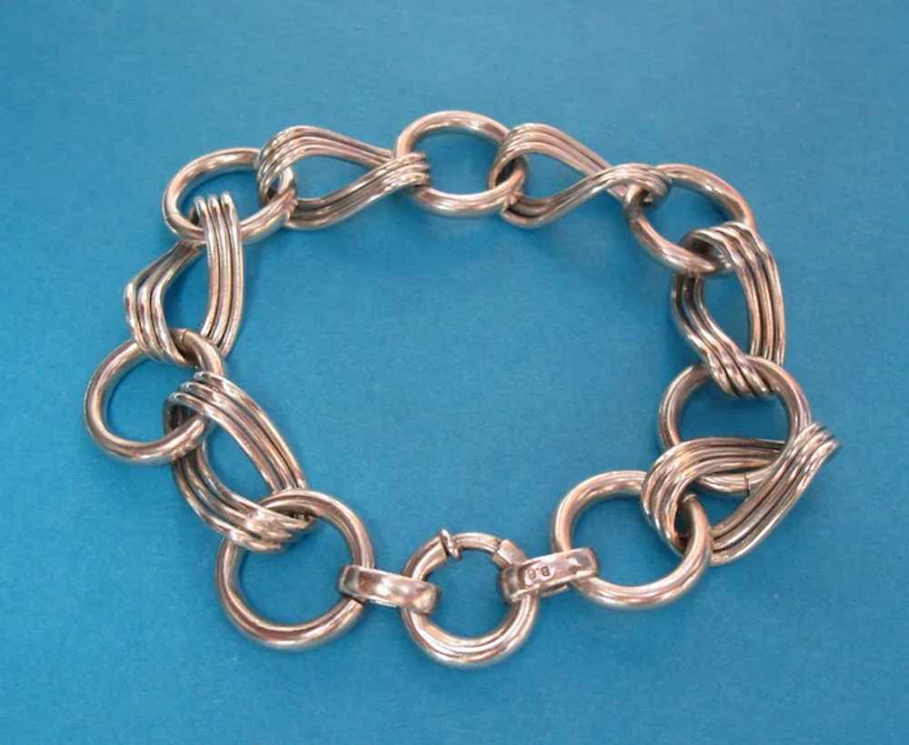 Vintage Sterling Modernist Large Link Charm Brace… - image 4