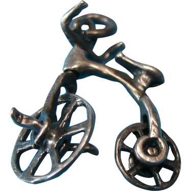 Vintage Sterling Penny Farthing Bicycle Charm - image 1