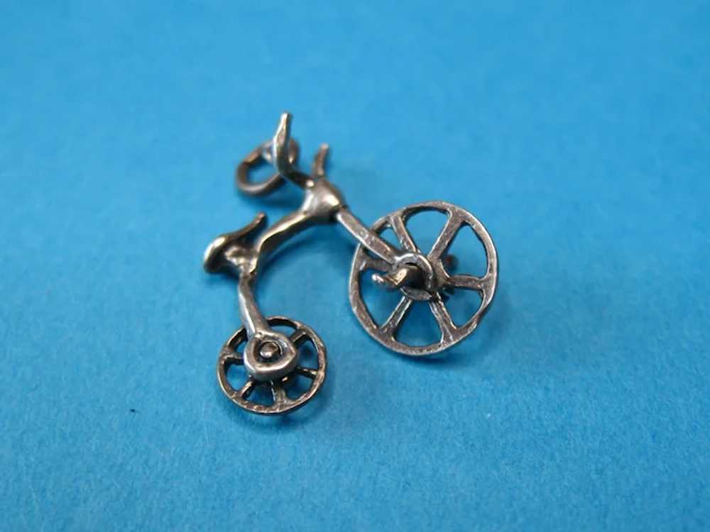 Vintage Sterling Penny Farthing Bicycle Charm - image 2