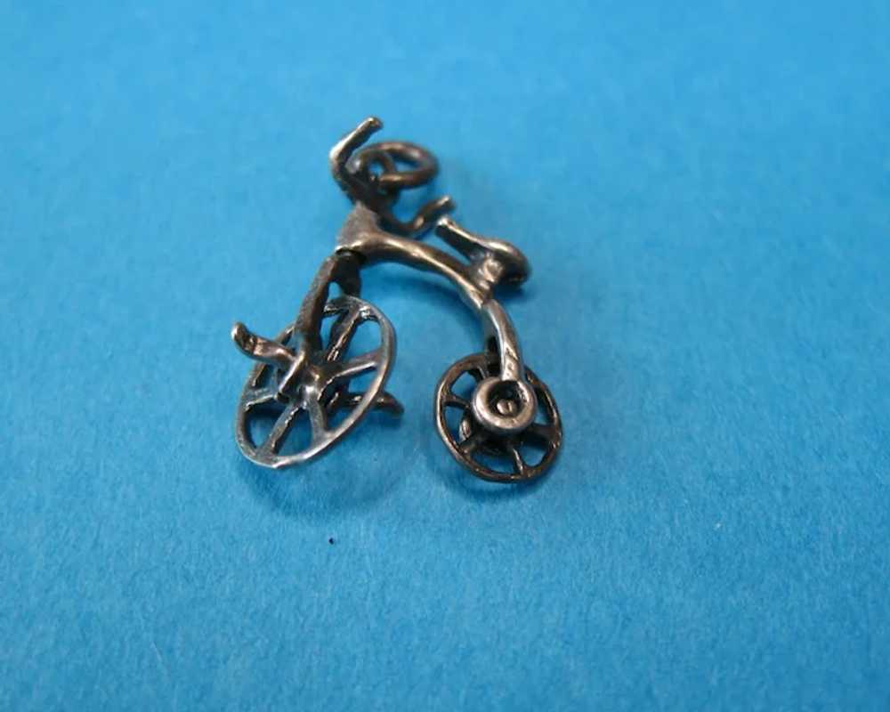 Vintage Sterling Penny Farthing Bicycle Charm - image 3