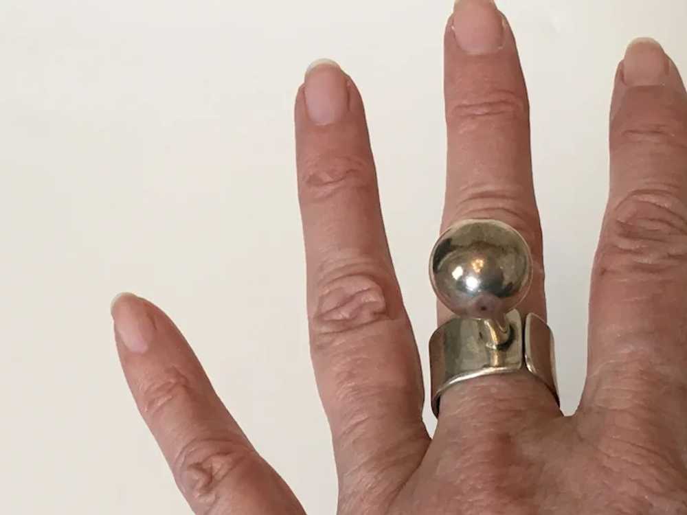 Silver Ring with Tall Silver Ball created by Joan… - image 3