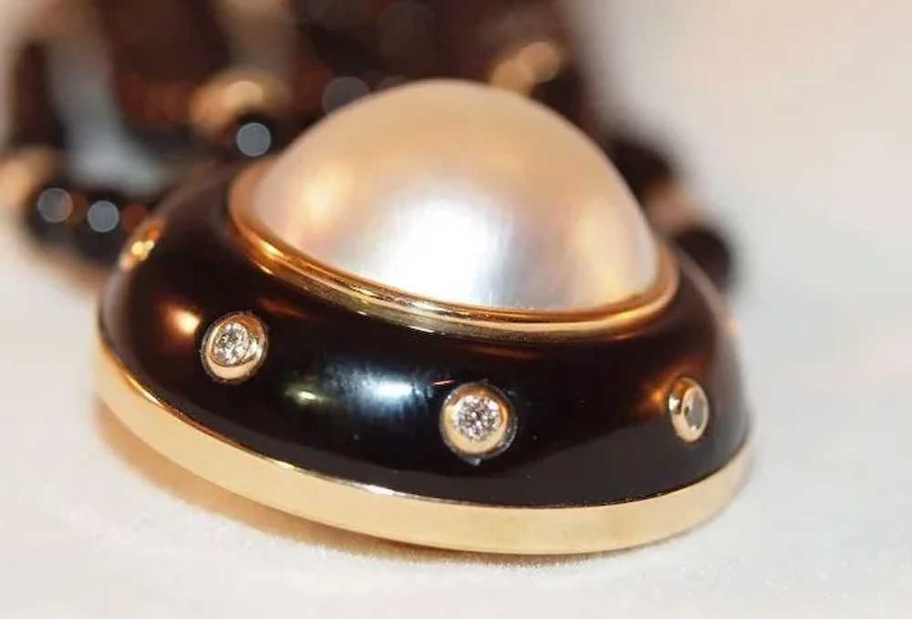 Trianon Onyx and Cultured Mabe Pearl Diamond and … - image 4