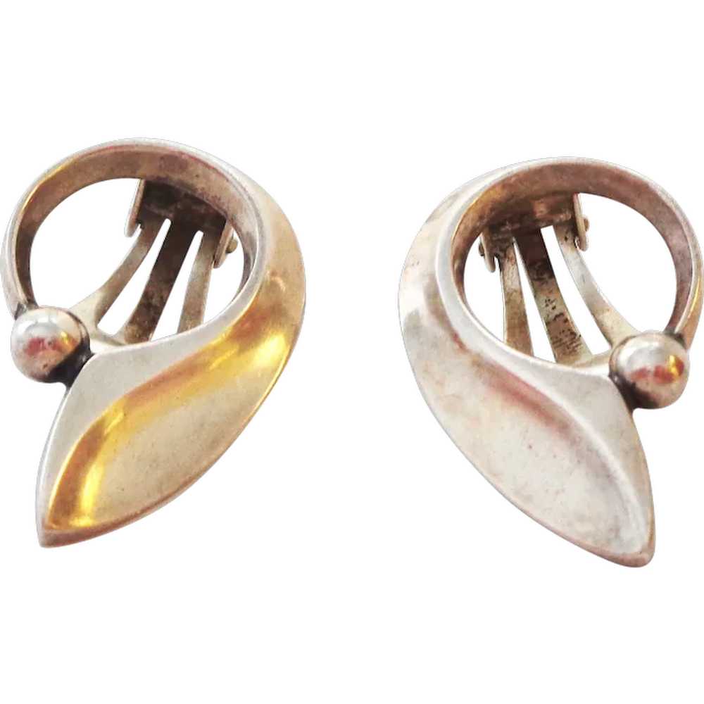 Hans Hansen Denmark Sterling Mid-Century Earrings - image 1