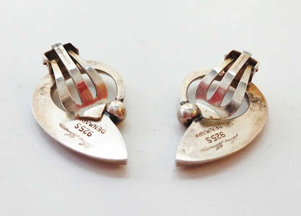Hans Hansen Denmark Sterling Mid-Century Earrings - image 2