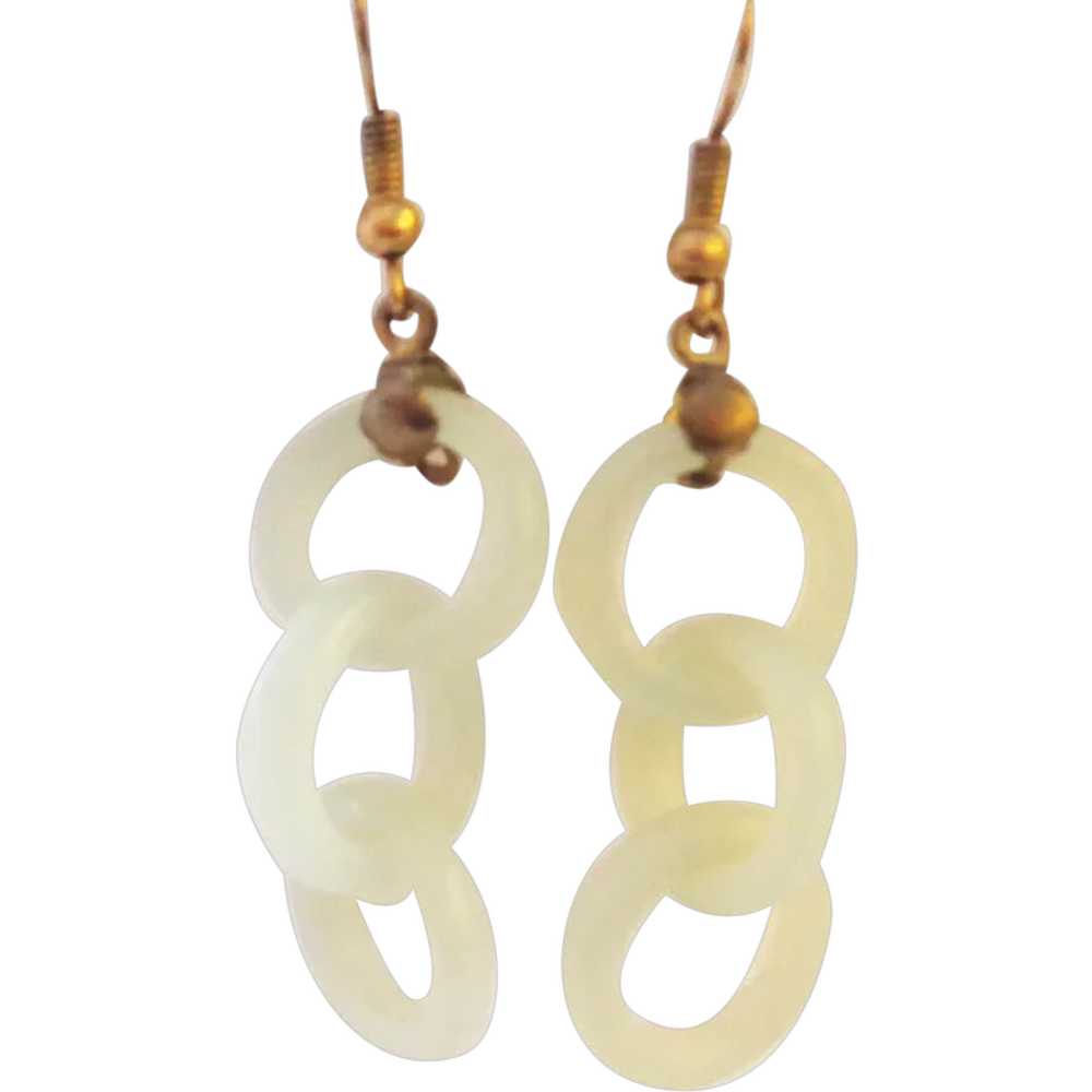 Jade Devil's Work Chinese 3-Ring Earrings - image 1