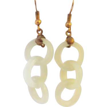 Jade Devil's Work Chinese 3-Ring Earrings - image 1