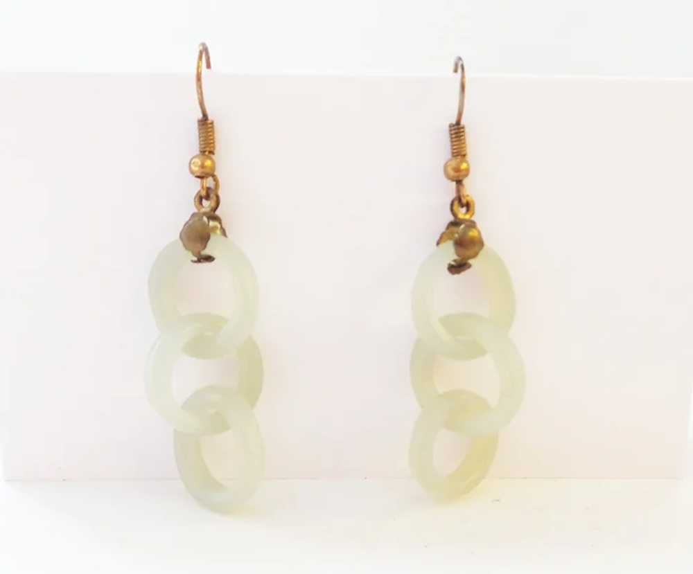 Jade Devil's Work Chinese 3-Ring Earrings - image 2