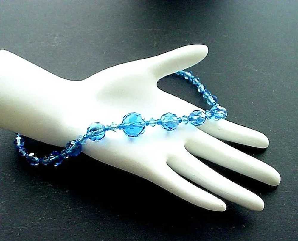 Vintage Brilliant Faceted Blue Crystal Necklace - image 1