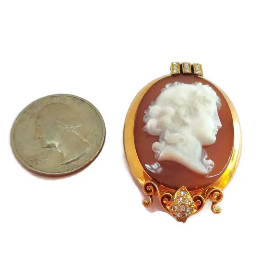Antique Gold and DIAMOND Hardstone Cameo Pendant … - image 3