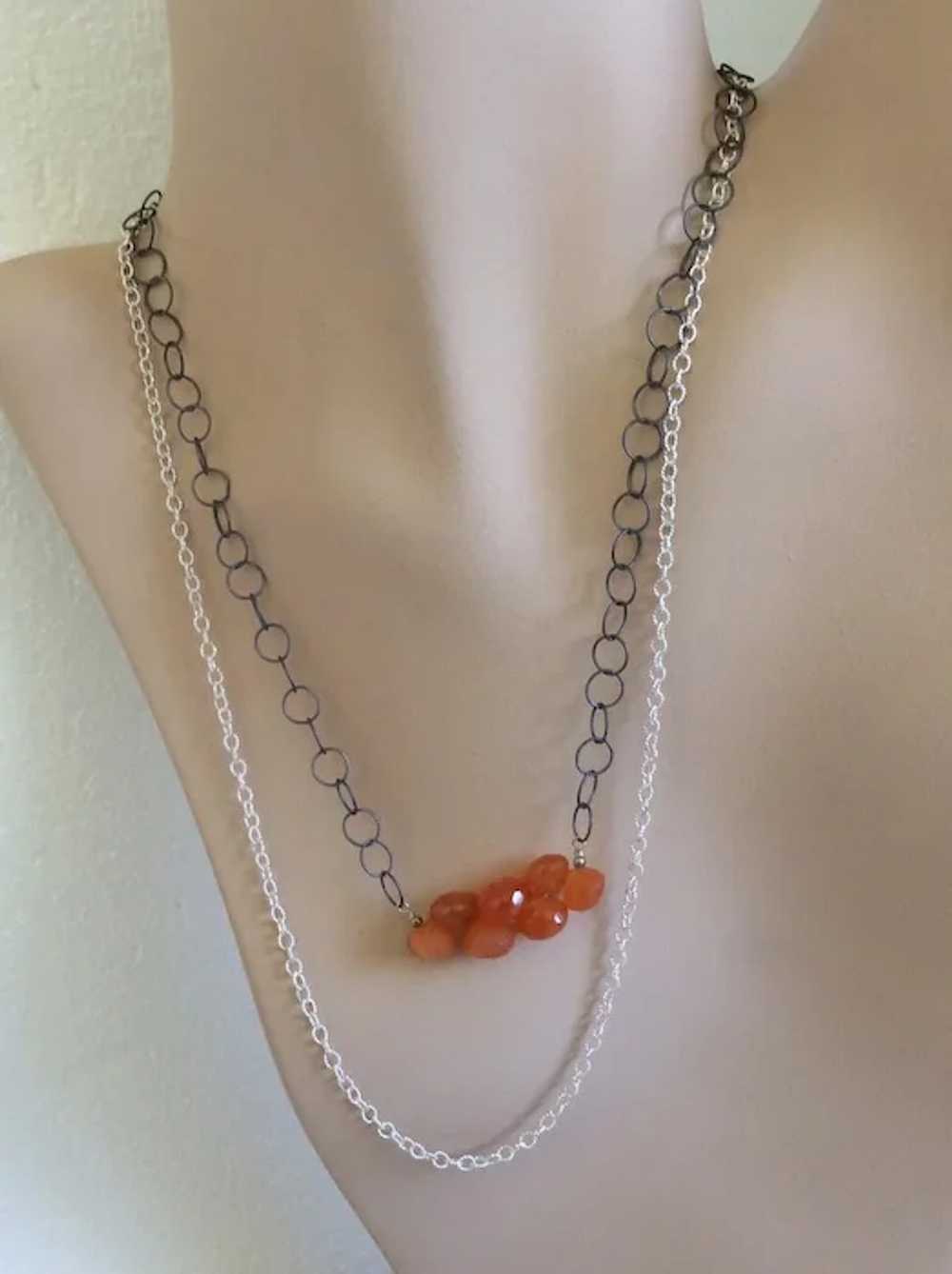 Orange Chalcedony Necklace Silver Necklace, Layer… - image 2