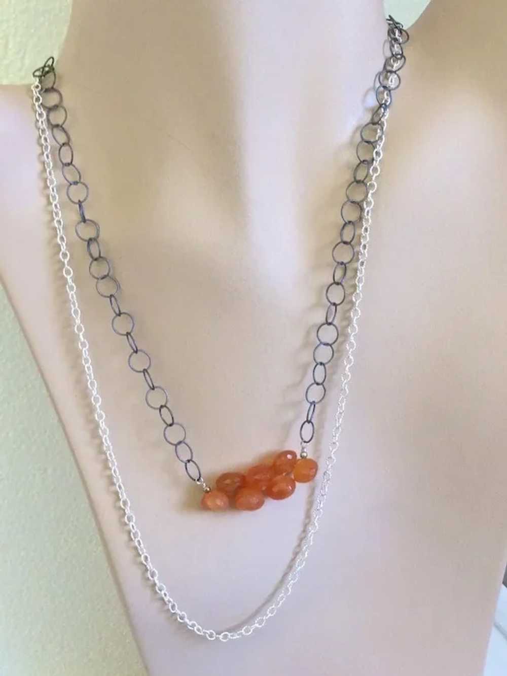 Orange Chalcedony Necklace Silver Necklace, Layer… - image 3