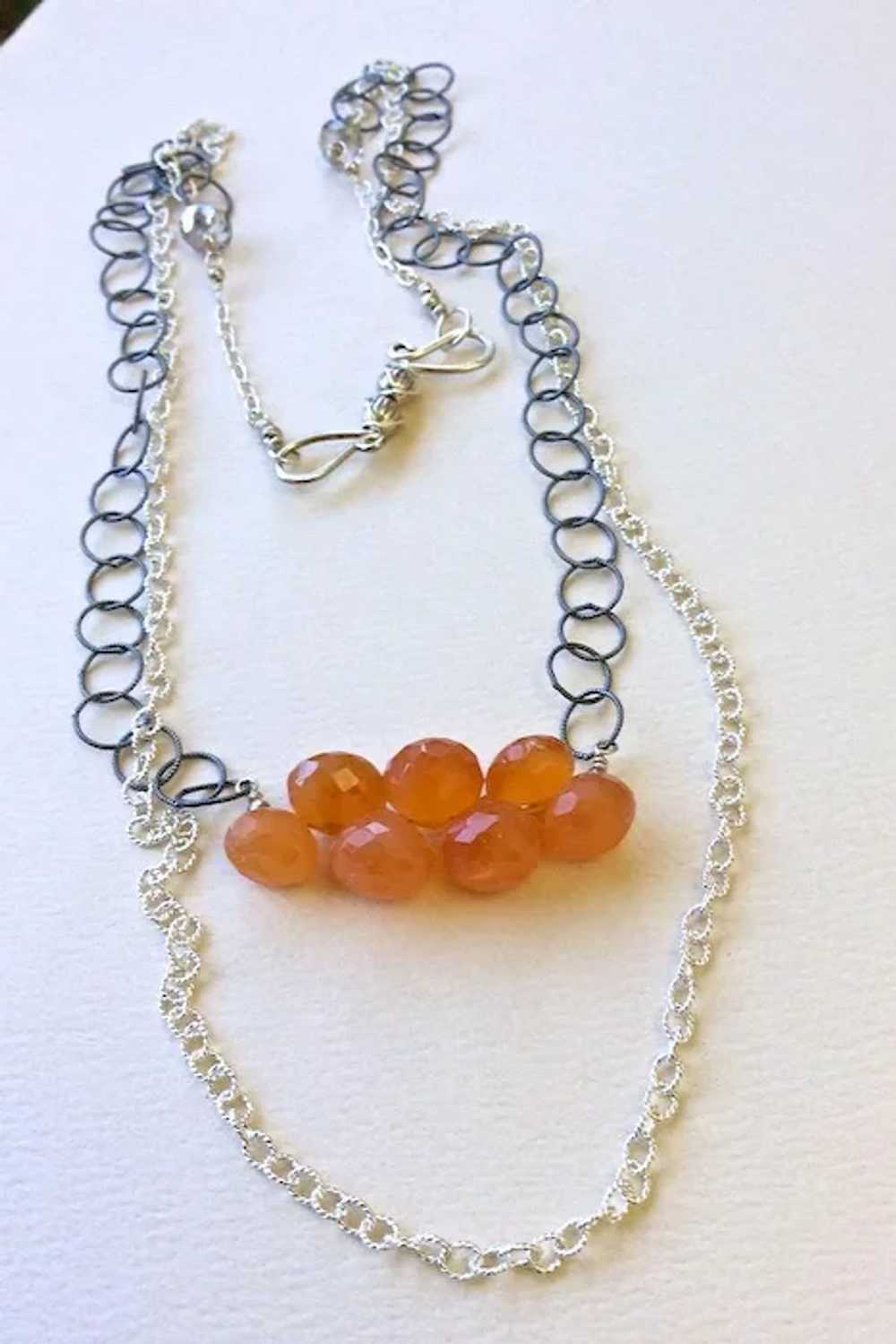 Orange Chalcedony Necklace Silver Necklace, Layer… - image 4