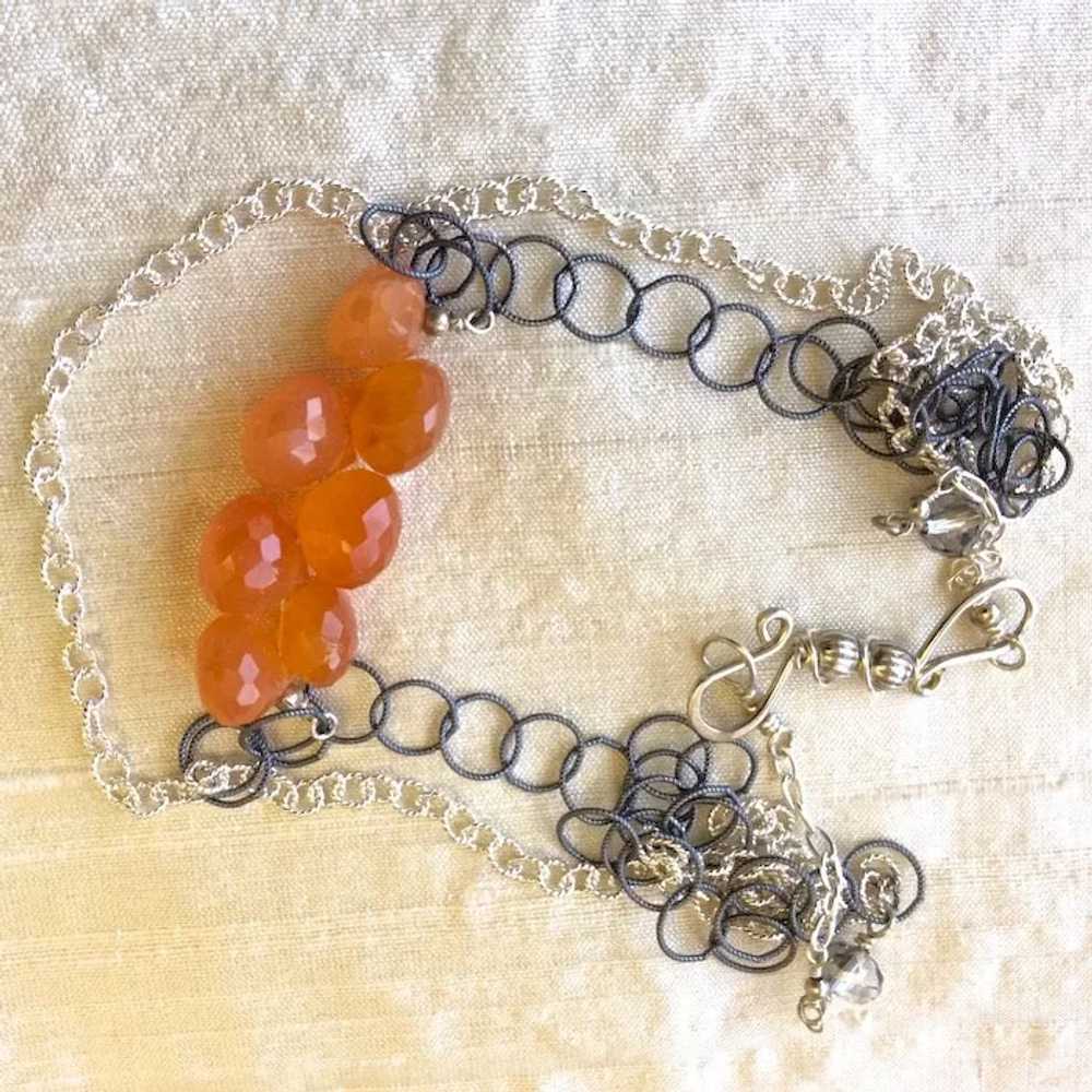 Orange Chalcedony Necklace Silver Necklace, Layer… - image 5