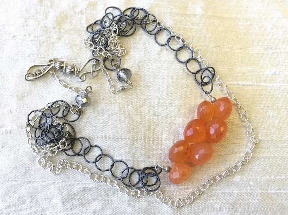 Orange Chalcedony Necklace Silver Necklace, Layer… - image 6