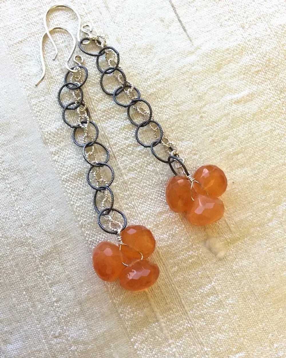 Orange Chalcedony Necklace Silver Necklace, Layer… - image 7