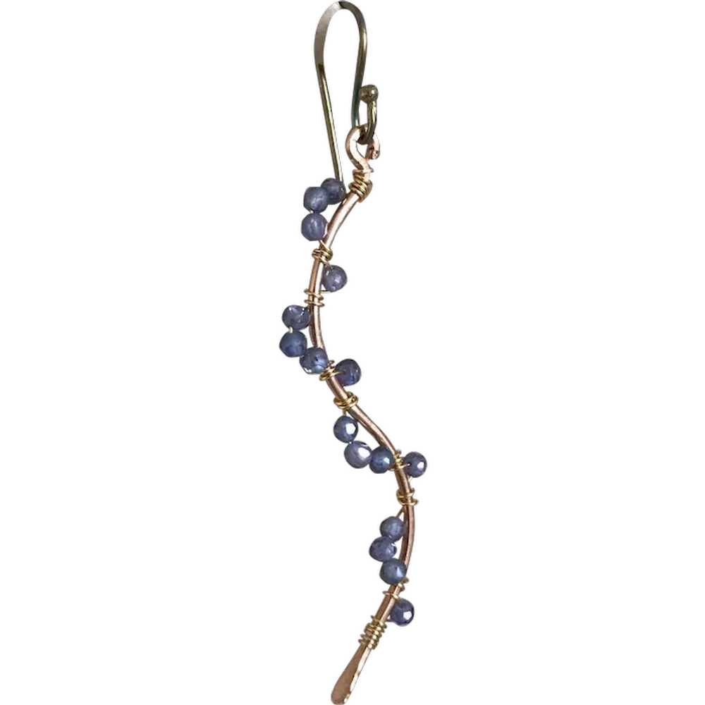Blue Twig Earrings, Tanzanite Blue CZ Earrings, C… - image 1