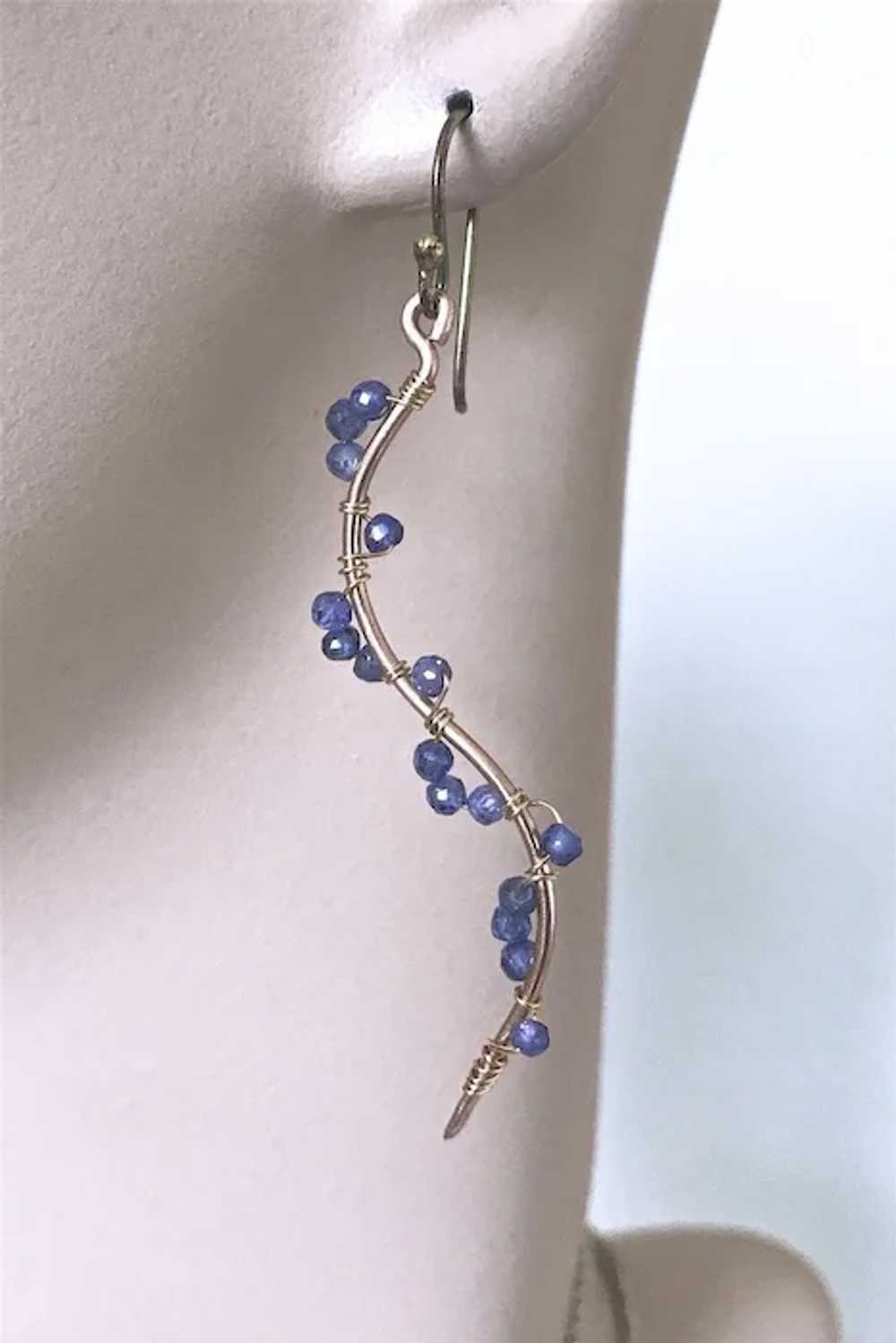Blue Twig Earrings, Tanzanite Blue CZ Earrings, C… - image 4