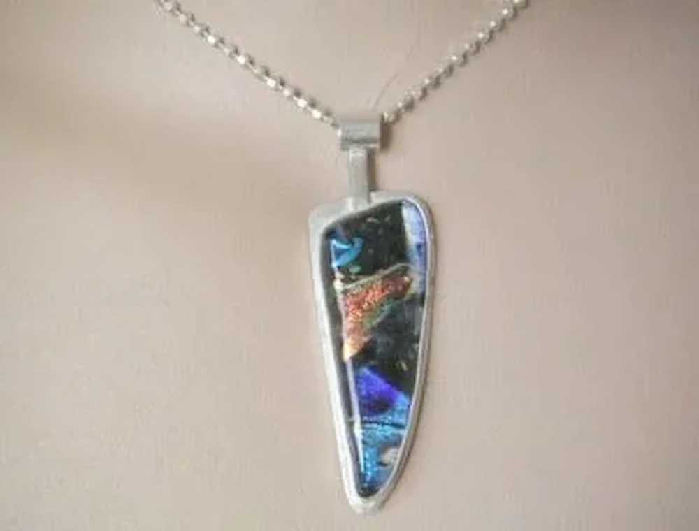 Dichroic Silver necklace blue necklace art glass … - image 3