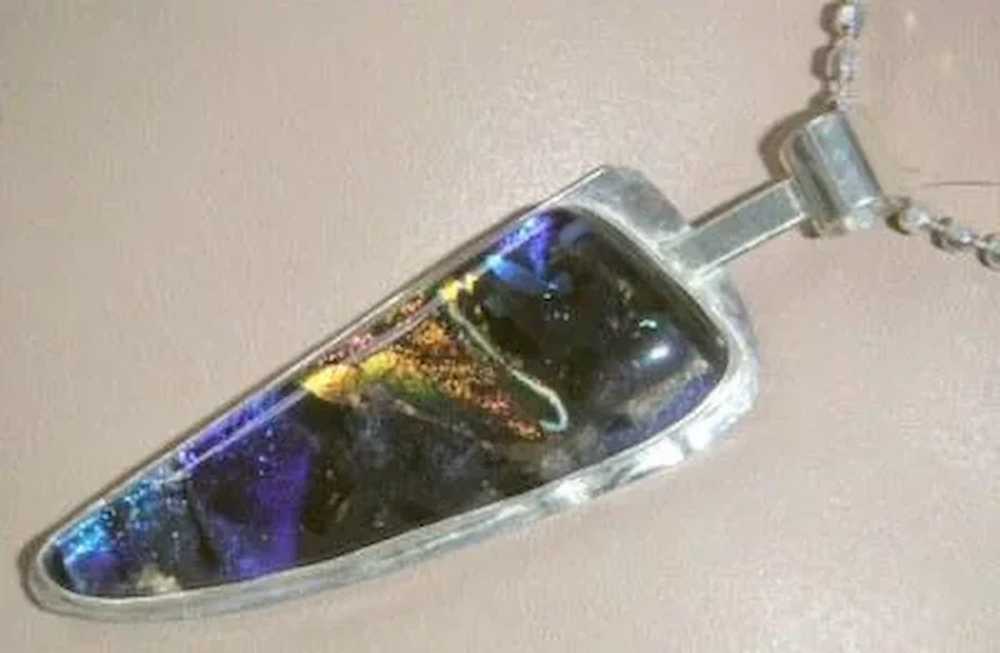 Dichroic Silver necklace blue necklace art glass … - image 5