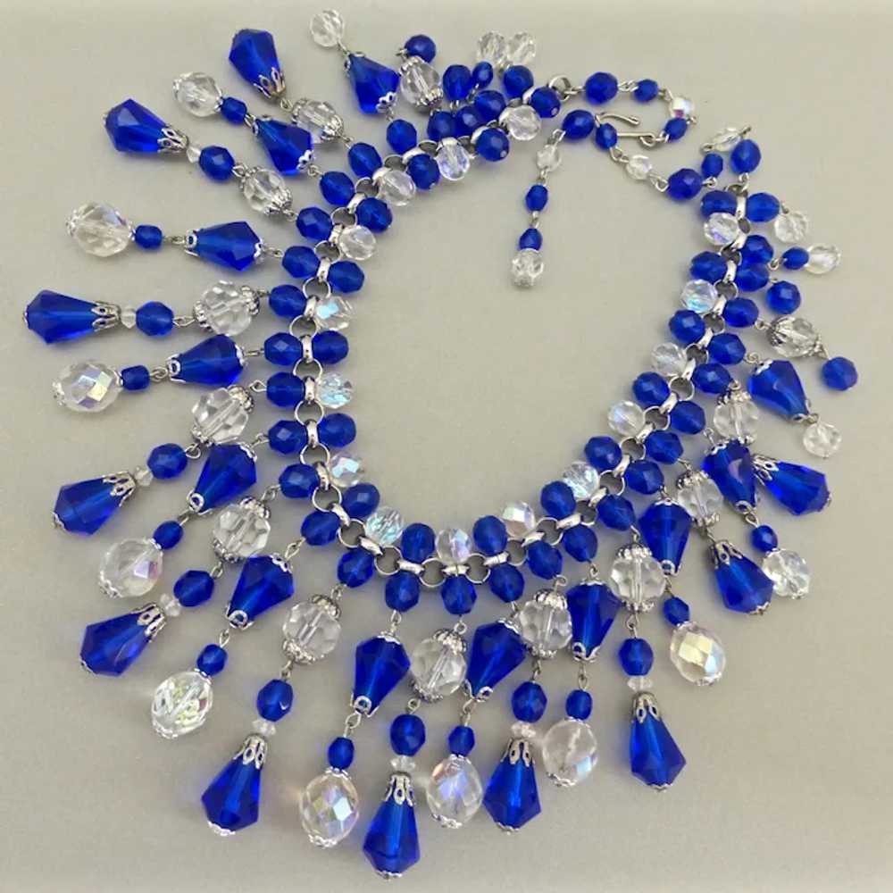 Cobalt Blue Vintage Glass Teardrops and Aurora Bo… - image 2