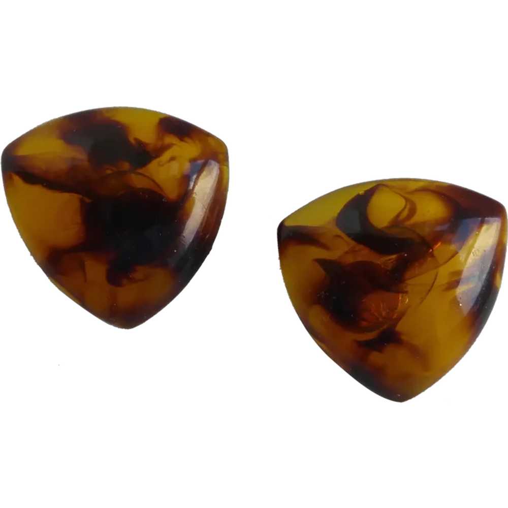 Earrings of Vintage Lucite Faux Tortoise Shell,  … - image 1